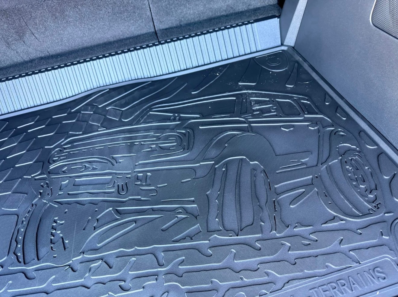 Custom Bronco cargo liner with embossed detail